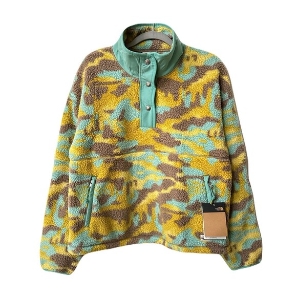NEW The North Face Womens Small Cragmont 1/4 Snap Fleece Pullover Wasabi Camo - Picture 2 of 8